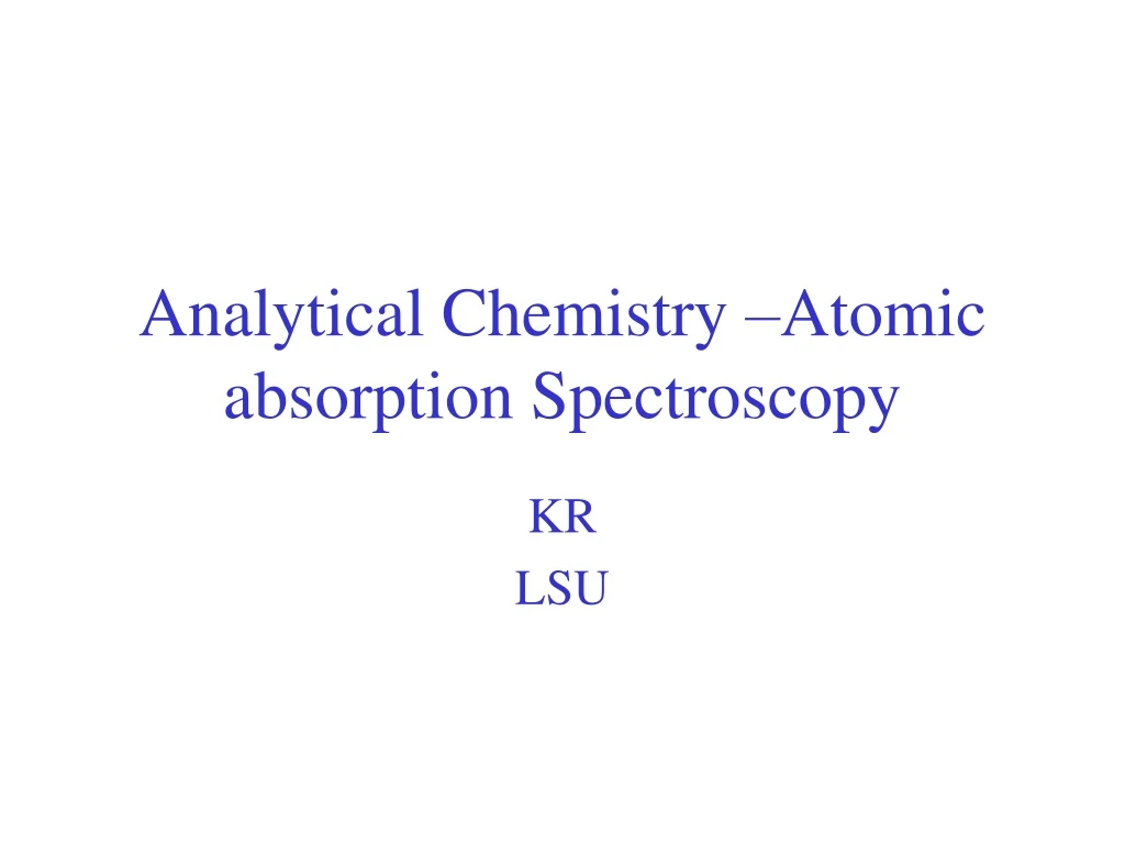 analytical chemistry atomic absorption spectroscopy