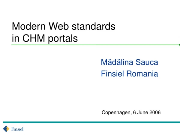 Modern Web standards  in CHM portals