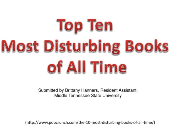 Top Ten  Most Disturbing Books  of All Time
