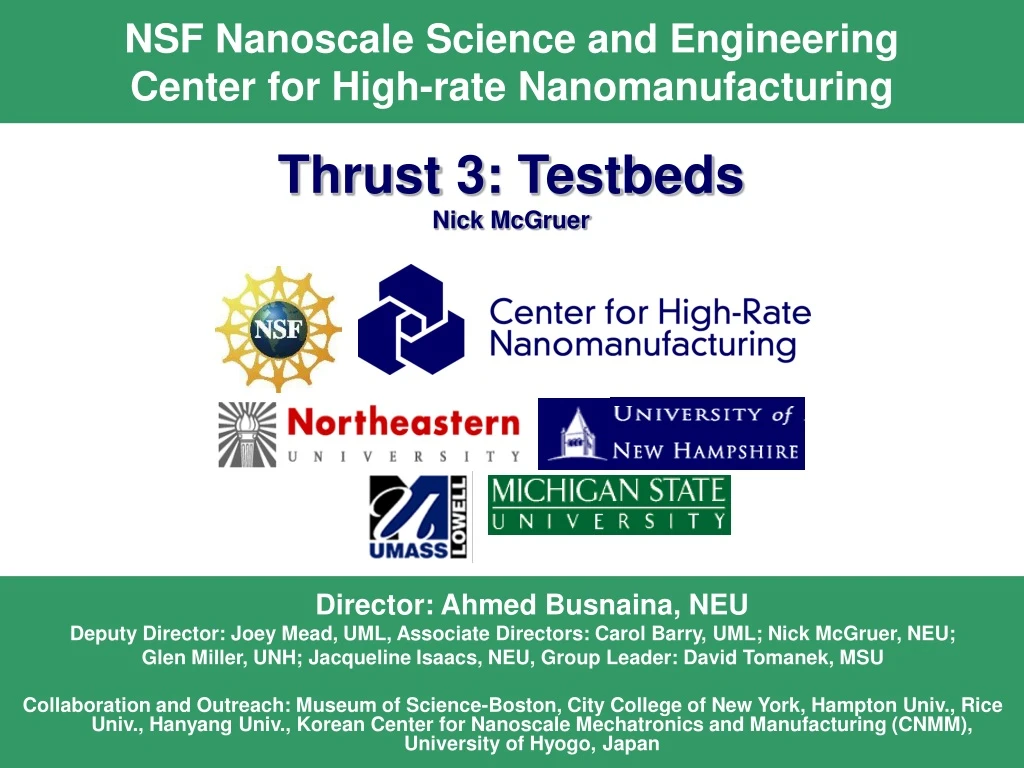 nsf nanoscale science and engineering center for high rate nanomanufacturing