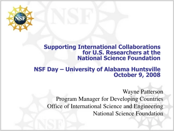 Supporting International Collaborations  for U.S. Researchers at the  National Science Foundation