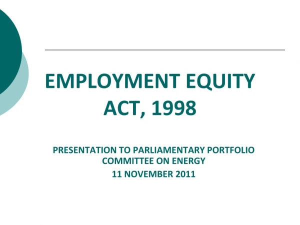 EMPLOYMENT EQUITY ACT, 1998