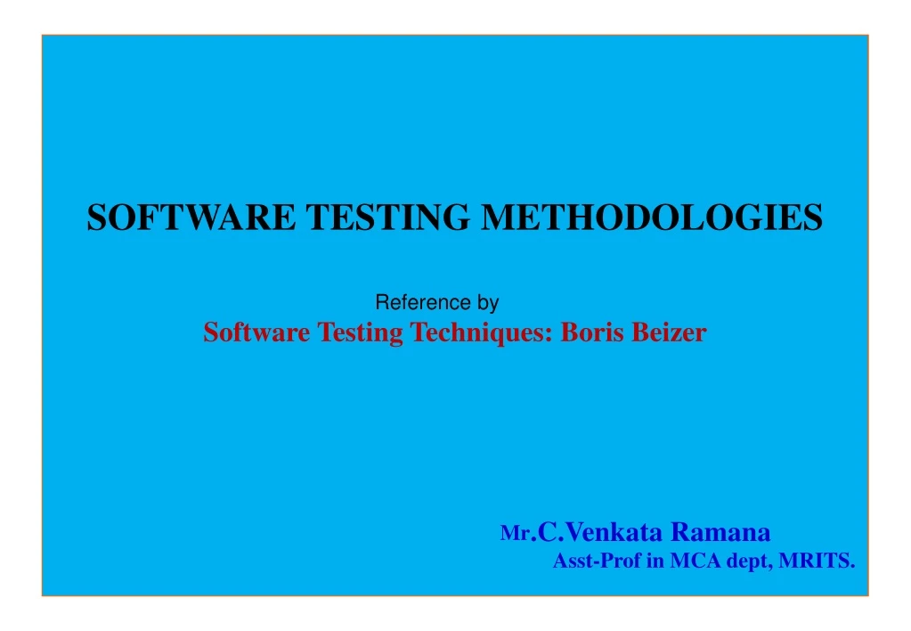 software testing methodologies reference