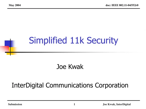 Simplified 11k Security