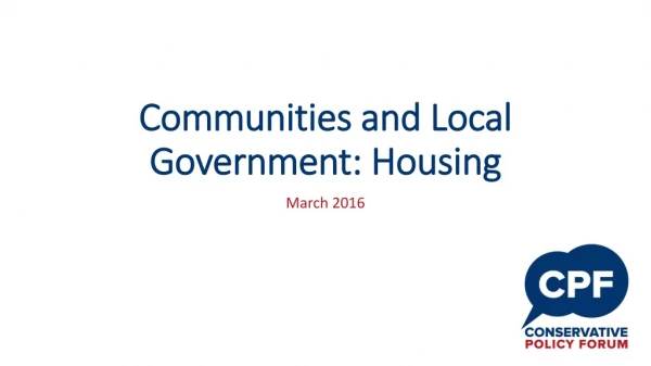 Communities and Local Government: Housing