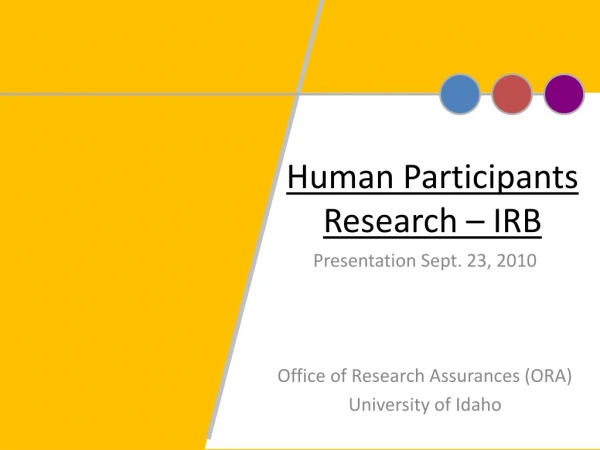 Human Participants Research – IRB