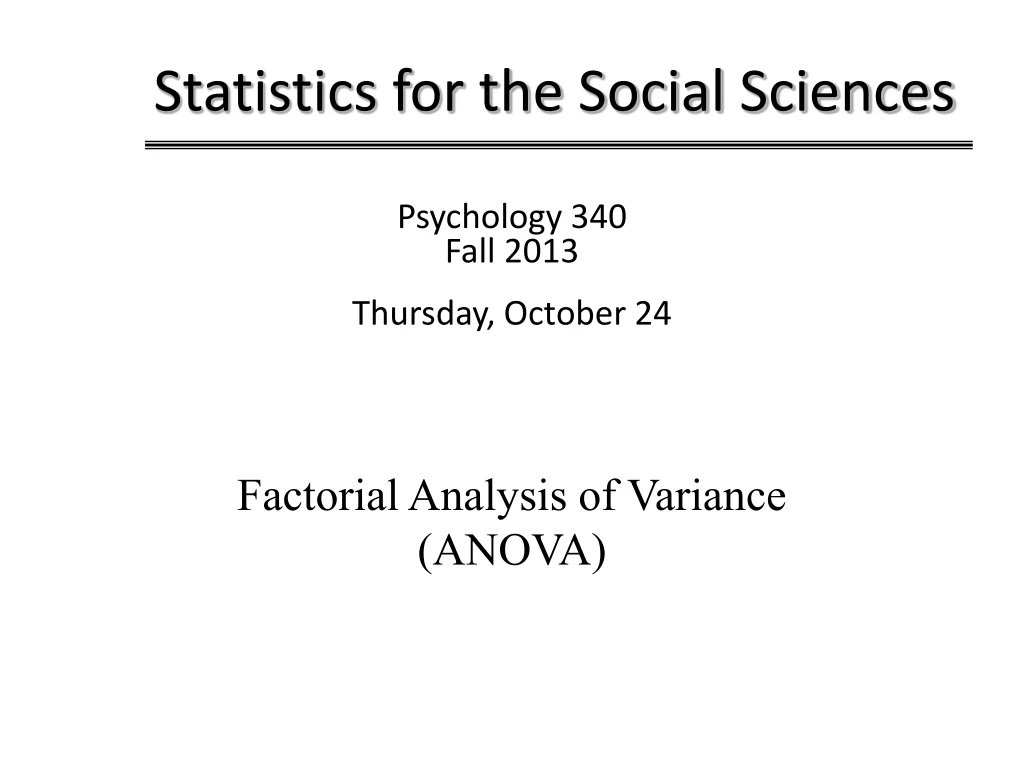 statistics for the social sciences