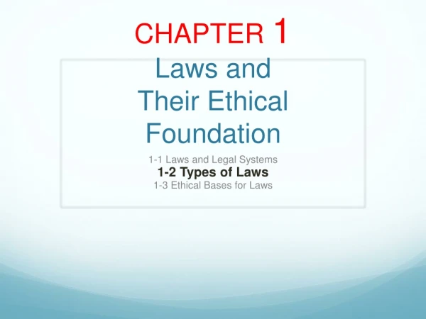 CHAPTER  1 Laws and  Their Ethical Foundation