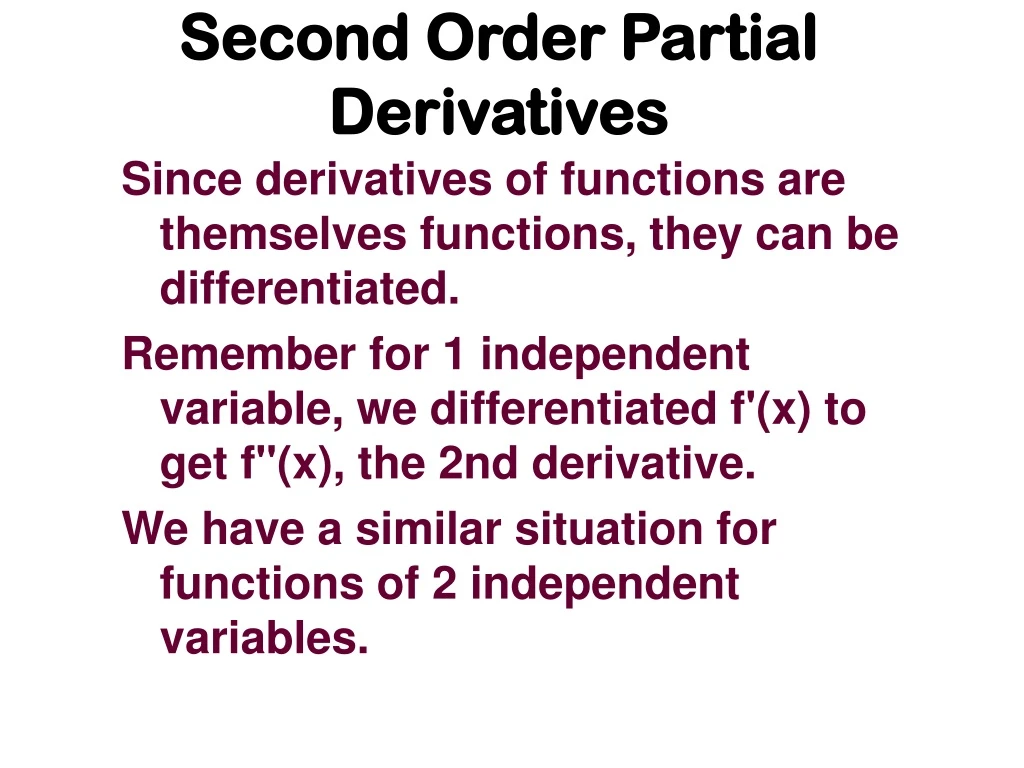 second order partial derivatives