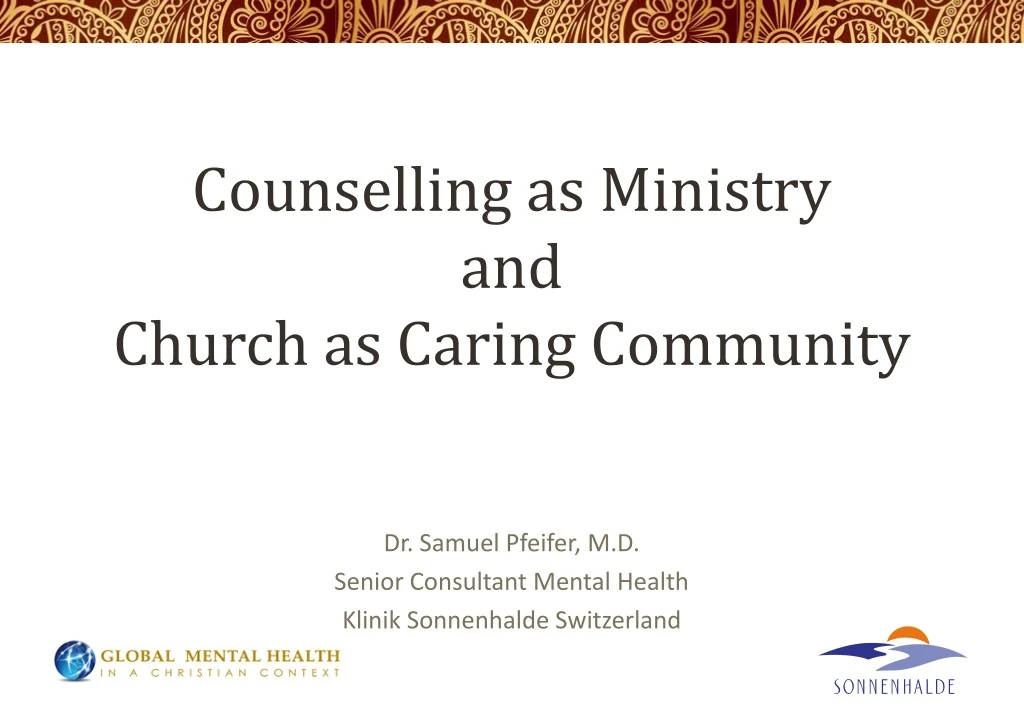 counselling as ministry and church as caring community