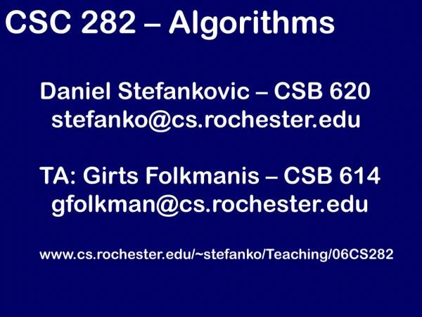 CSC 282 – Algorithms