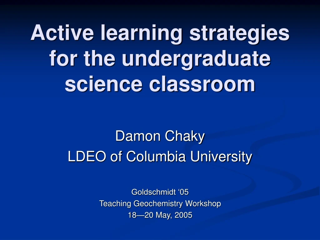 active learning strategies for the undergraduate science classroom