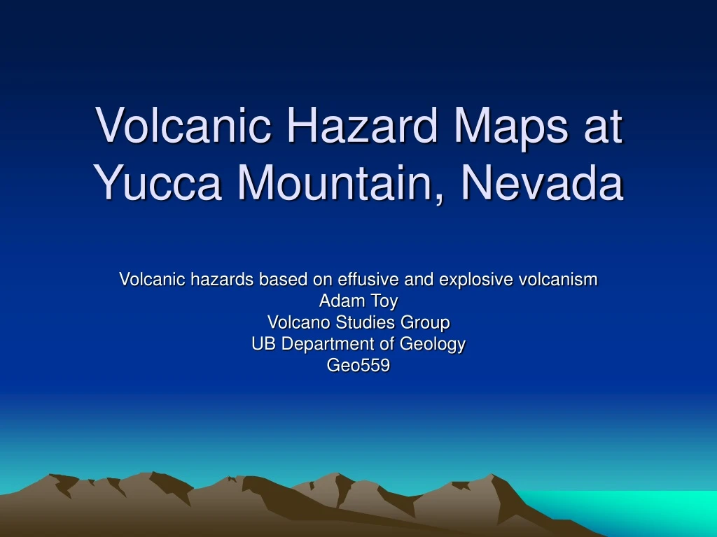 volcanic hazard maps at yucca mountain nevada