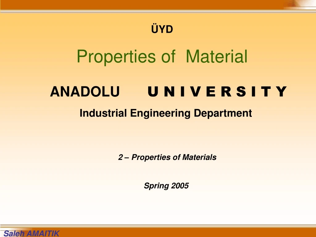 yd properties of material