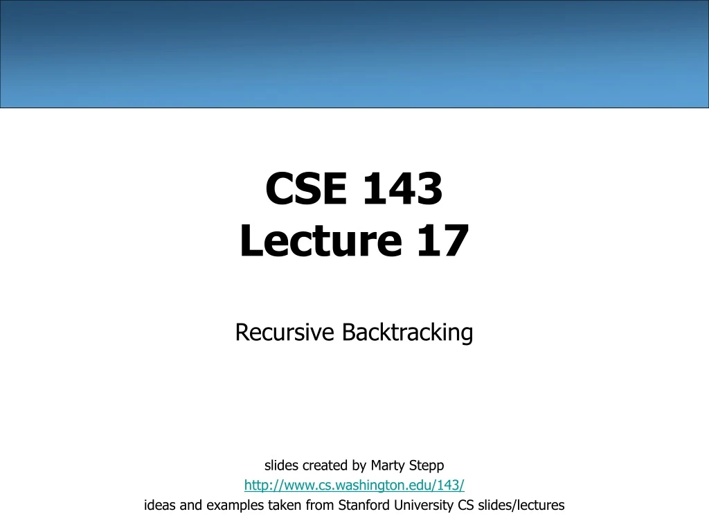 cse 143 lecture 17