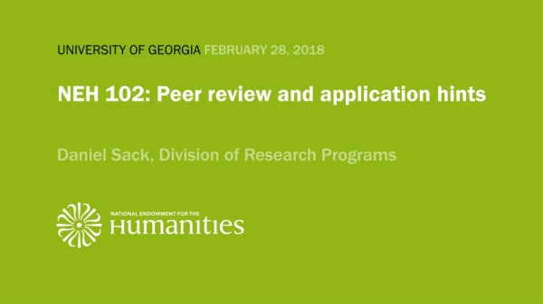 NEH 102: Peer review and application hints