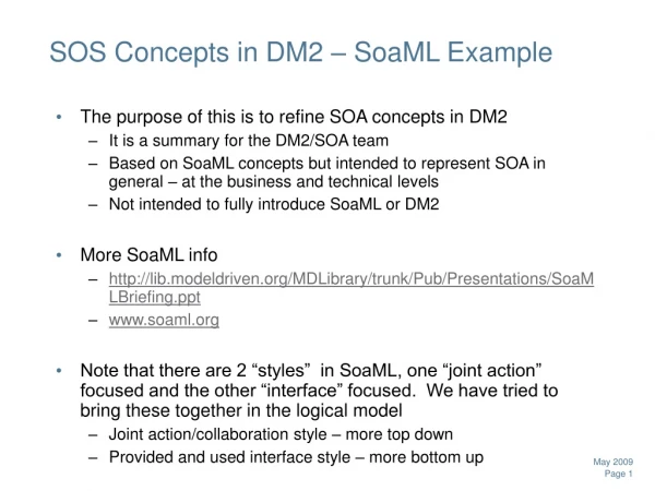 SOS Concepts in DM2 – SoaML Example
