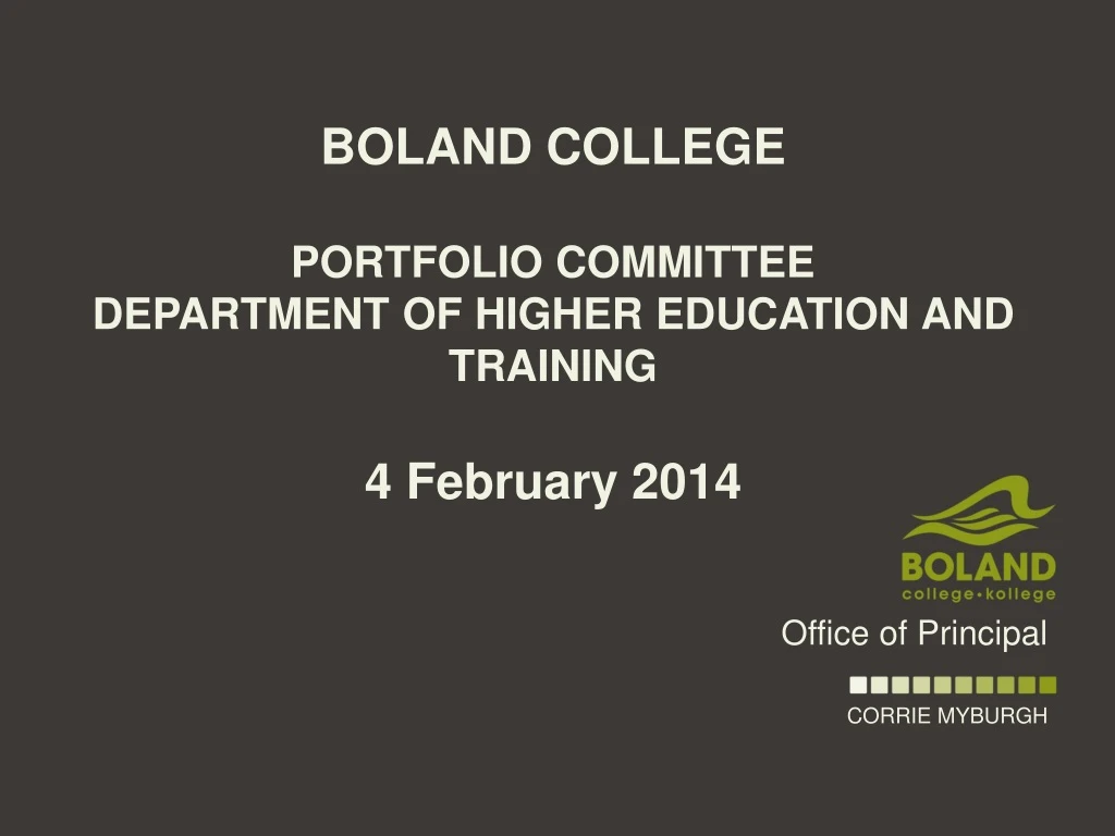 boland college portfolio committee department