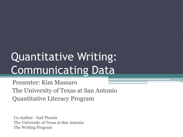 Quantitative Writing: Communicating Data