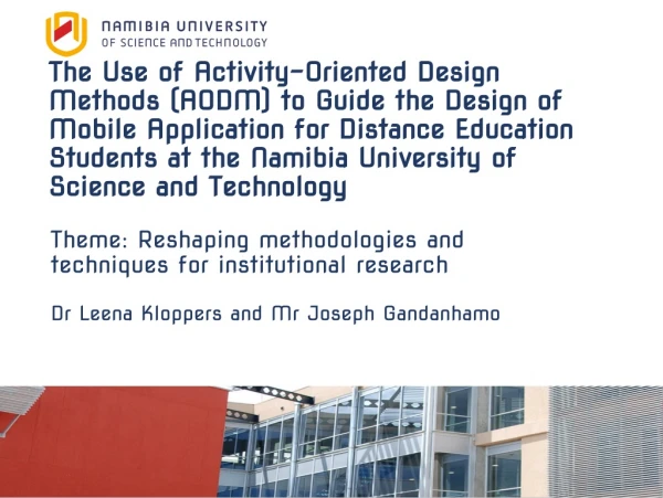 Theme: Reshaping methodologies and techniques for institutional research