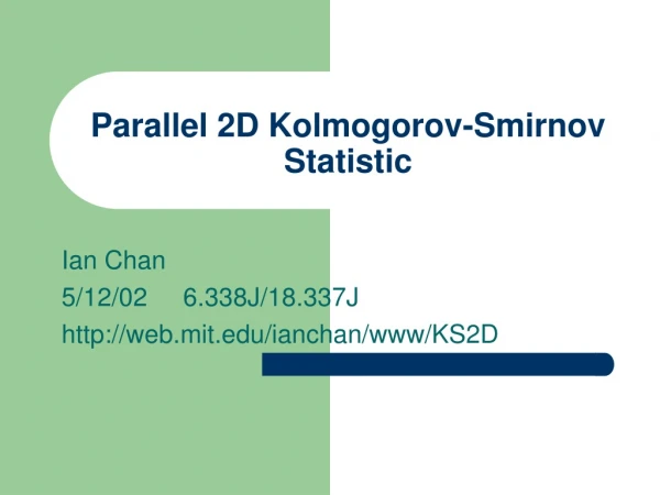 Parallel 2D Kolmogorov-Smirnov Statistic