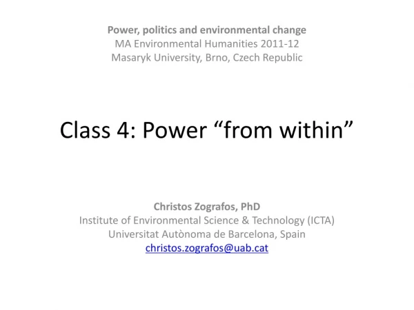 Class 4: Power “from within”