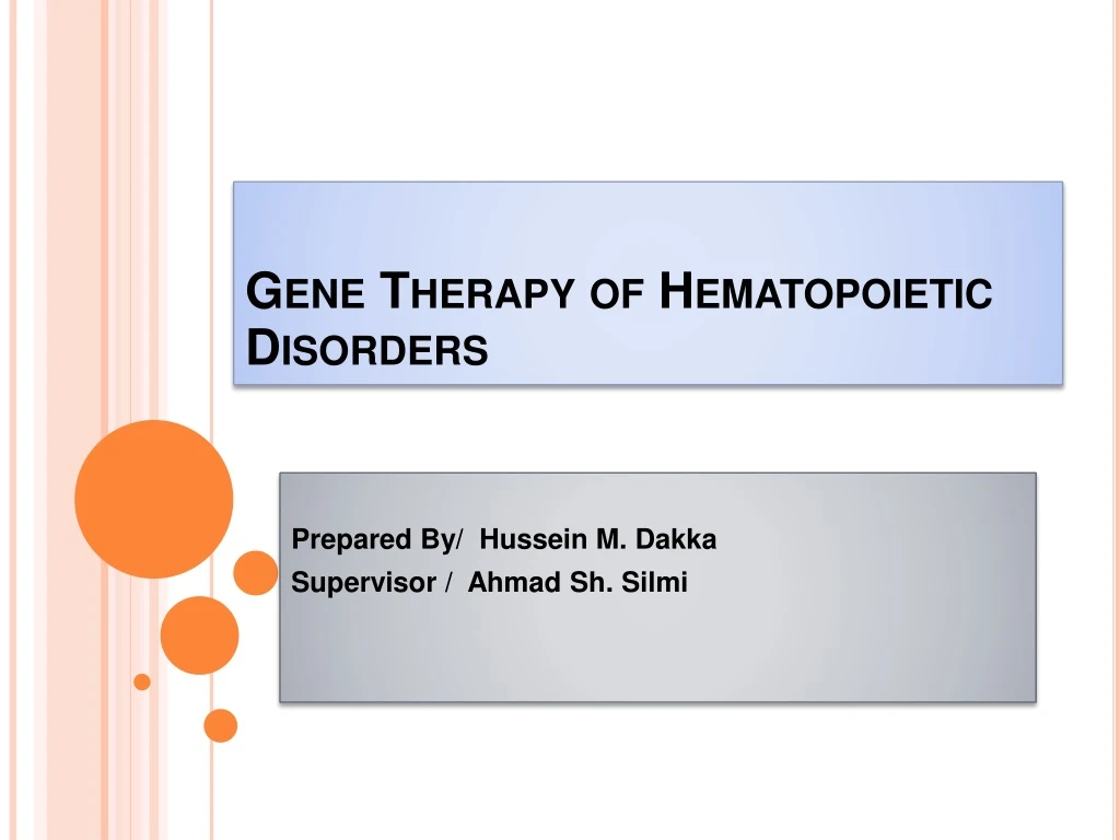 gene therapy of hematopoietic disorders