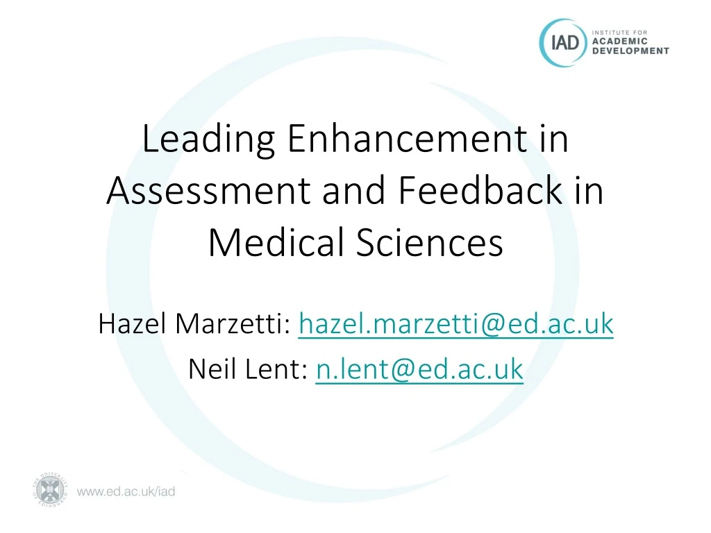 leading enhancement in assessment and feedback in medical sciences