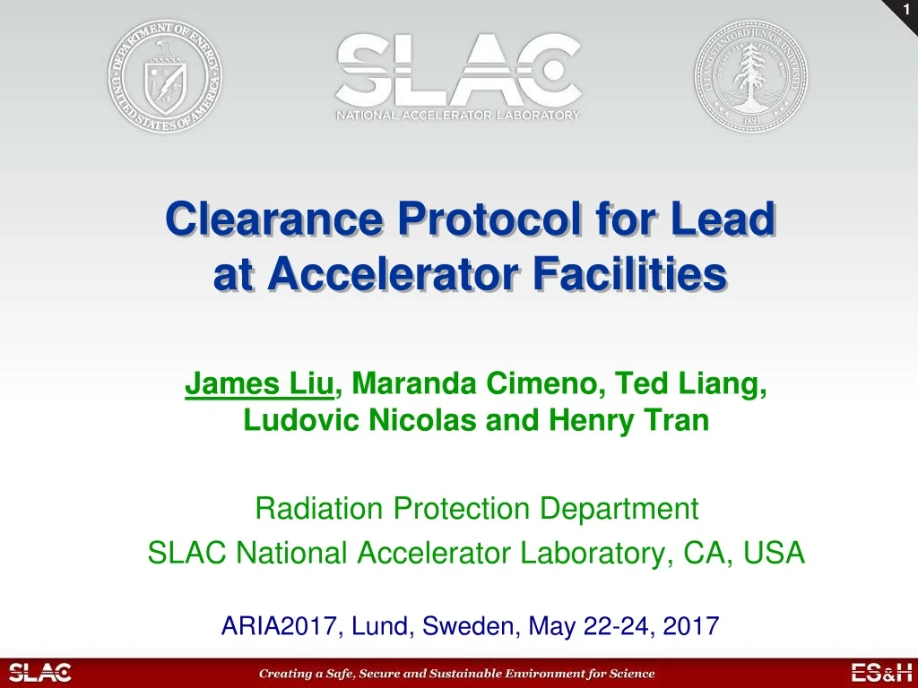 clearance protocol for lead at accelerator facilities