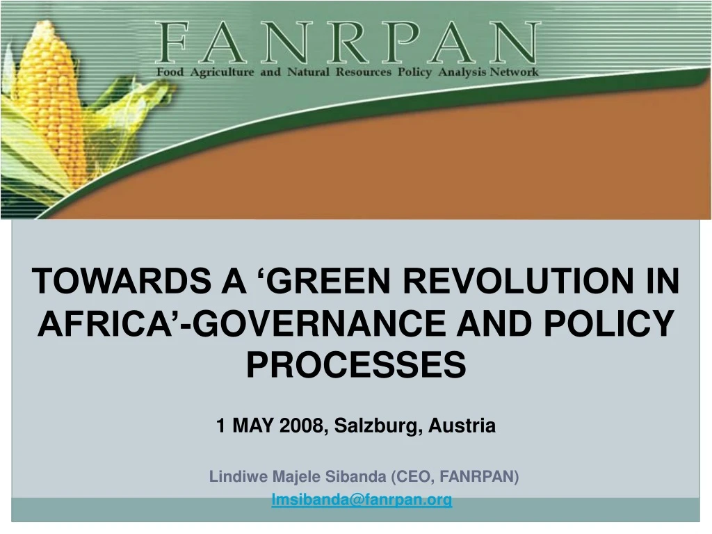towards a green revolution in africa governance