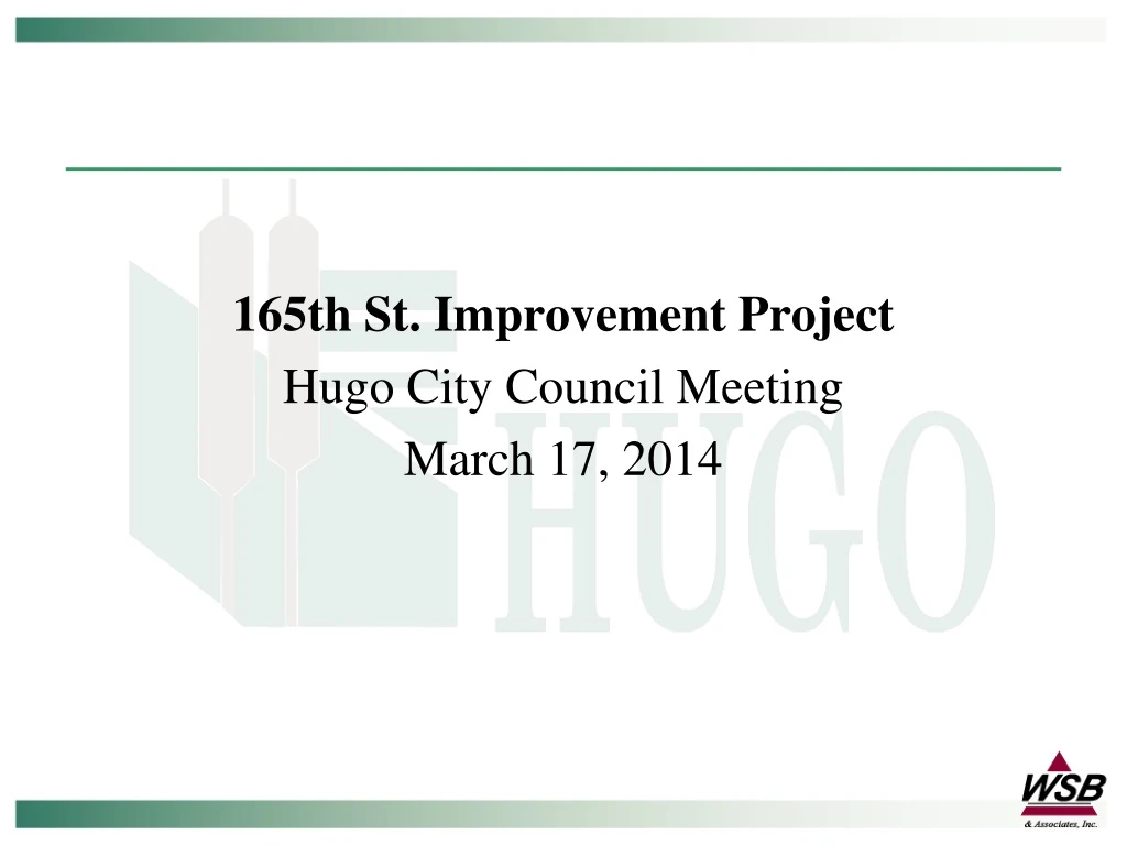 165th st improvement project hugo city council