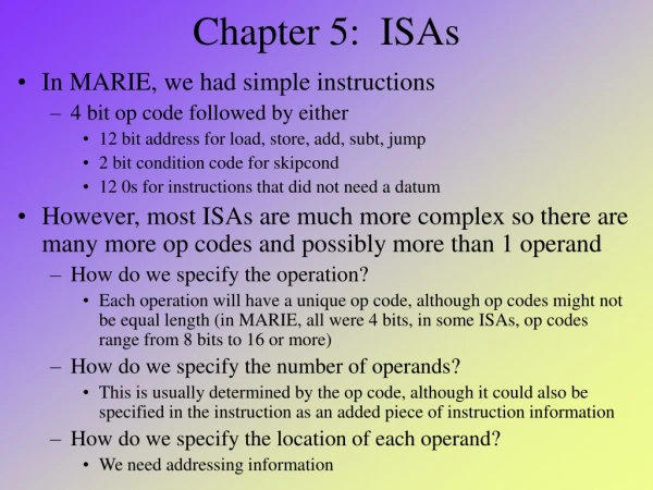 Chapter 5:  ISAs