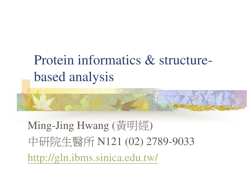 protein informatics structure based analysis