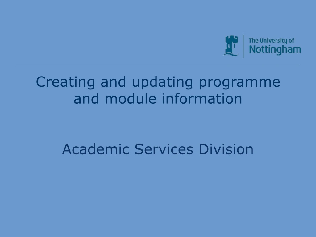 creating and updating programme and module