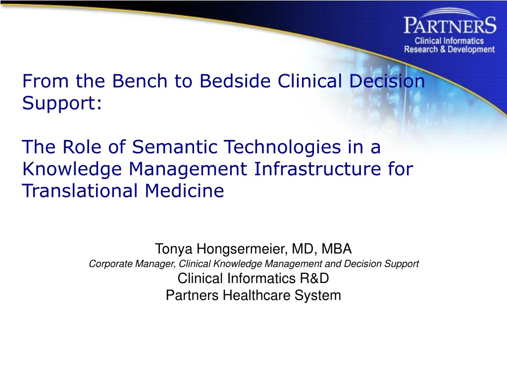 from the bench to bedside clinical decision