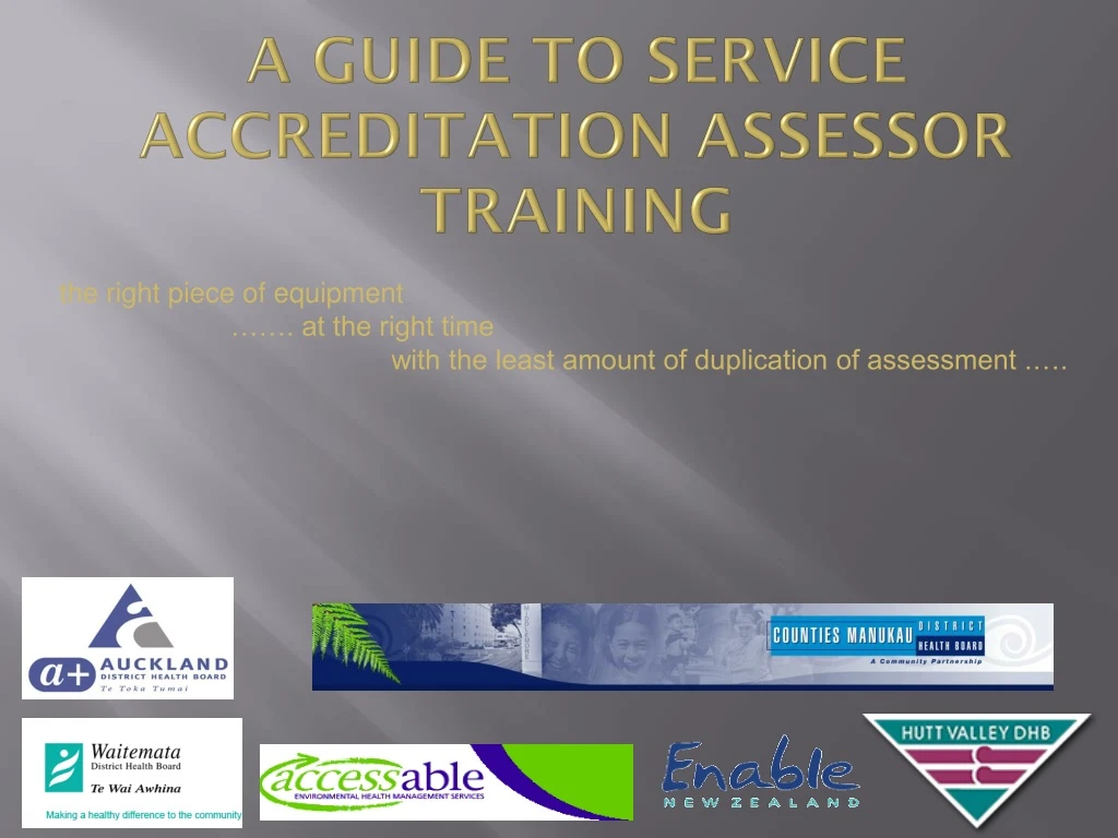 a guide to service accreditation assessor training
