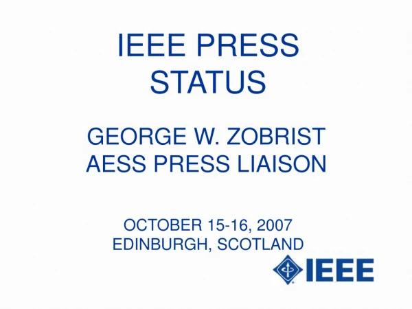 IEEE PRESS  STATUS