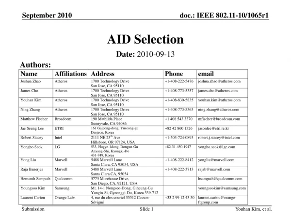 AID Selection