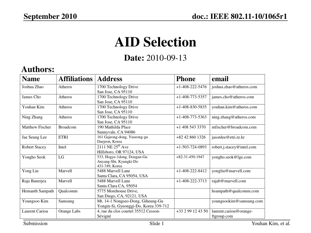 aid selection