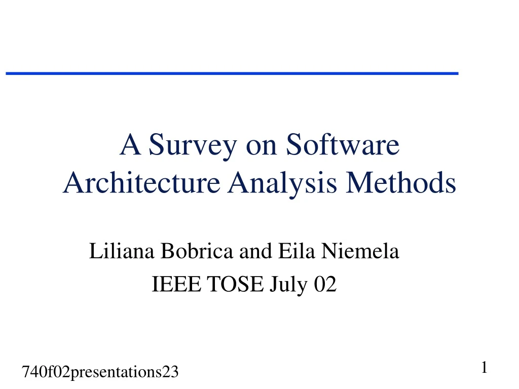 a survey on software architecture analysis methods