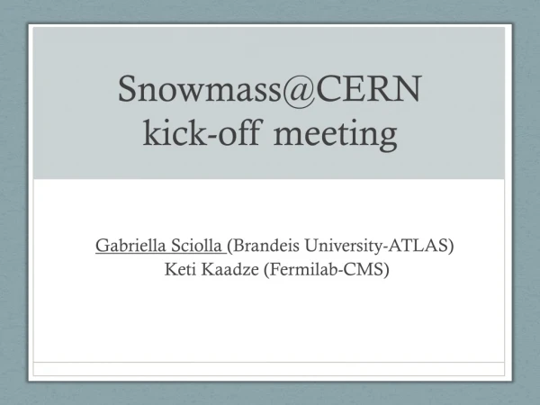 Snowmass@CERN  kick-off meeting