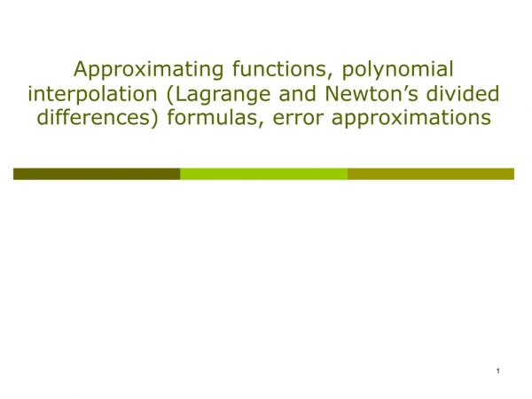 Introduction to Interpolation