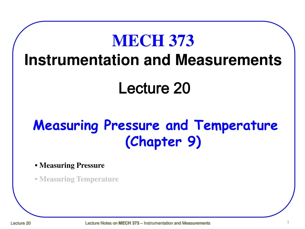 mech 373 instrumentation and measurements