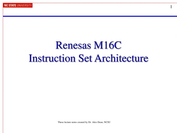 Renesas M16C  Instruction Set Architecture