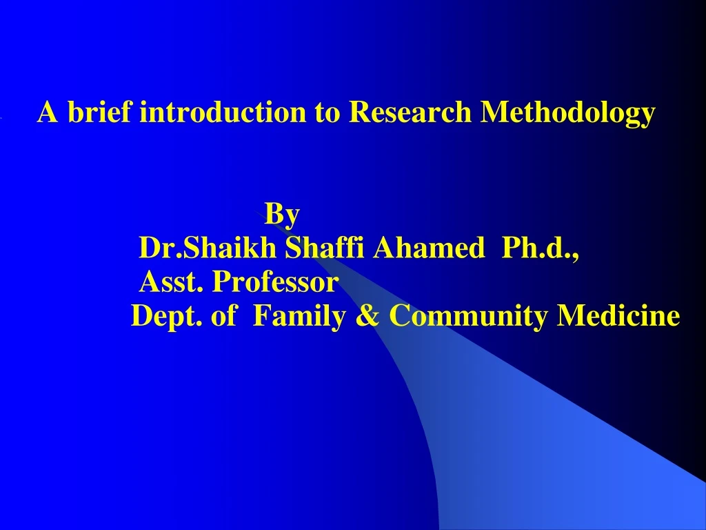 a brief introduction to research methodology