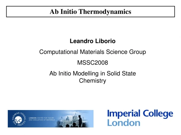 Ab Initio Thermodynamics