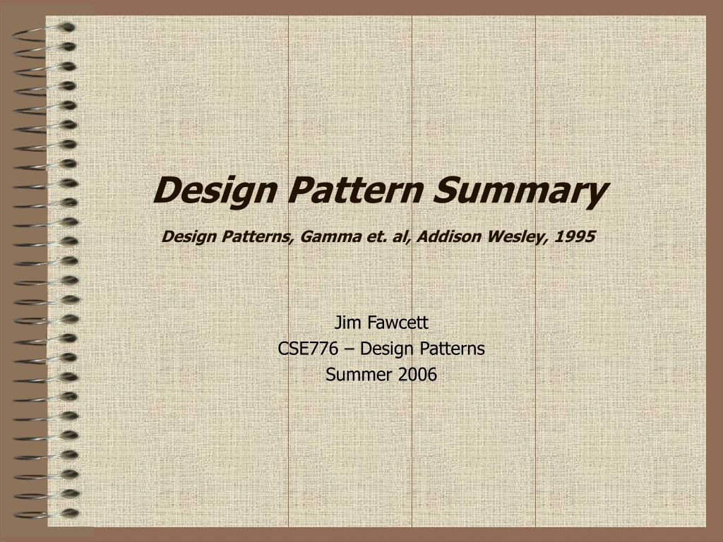 design pattern summary design patterns gamma et al addison wesley 1995