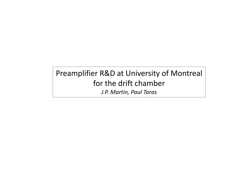 preamplifier r d at university of montreal