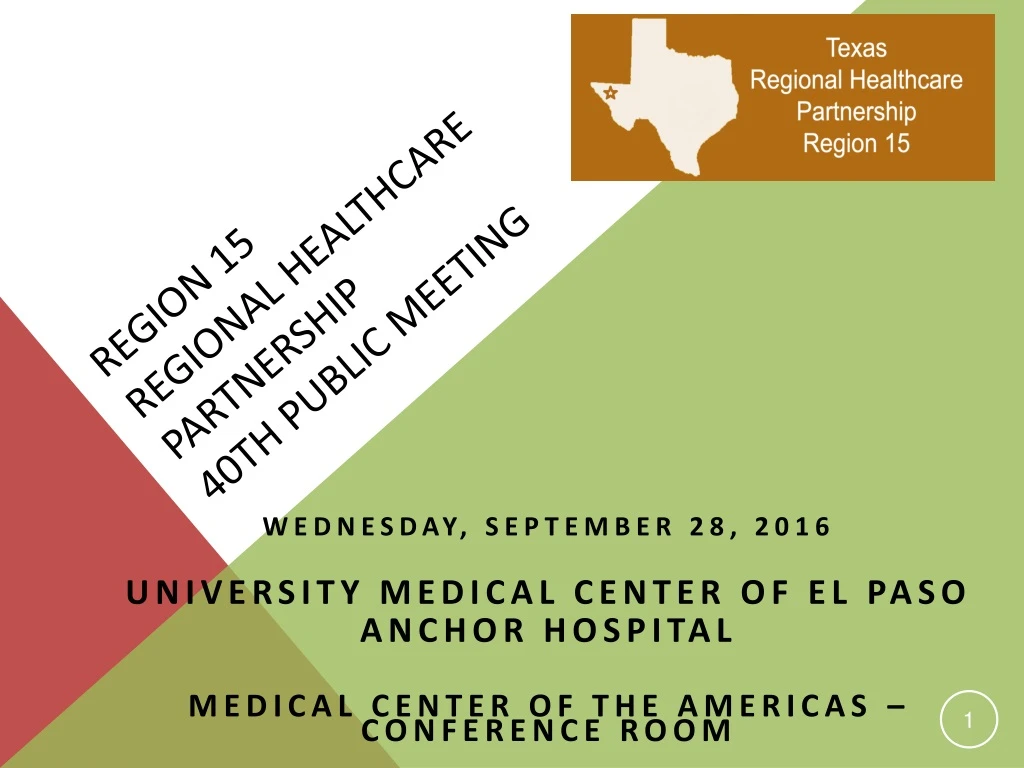 region 15 regional healthcare partnership 40th public meeting