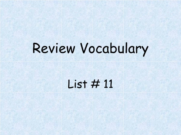 Review Vocabulary